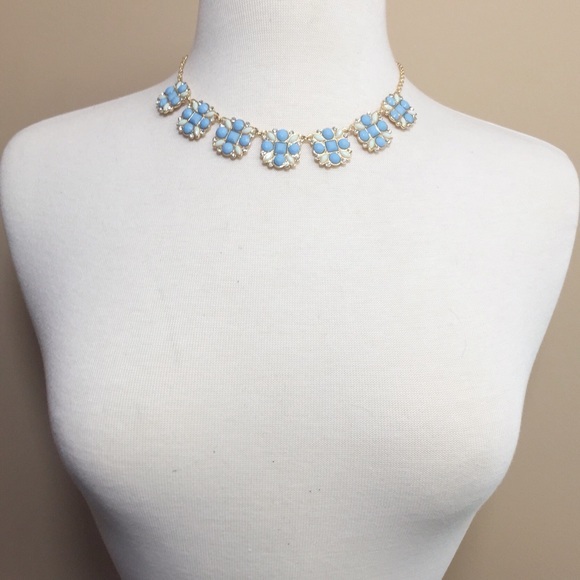 Light Blue Squares Rhinestone Necklace Set - Picture 3 of 3